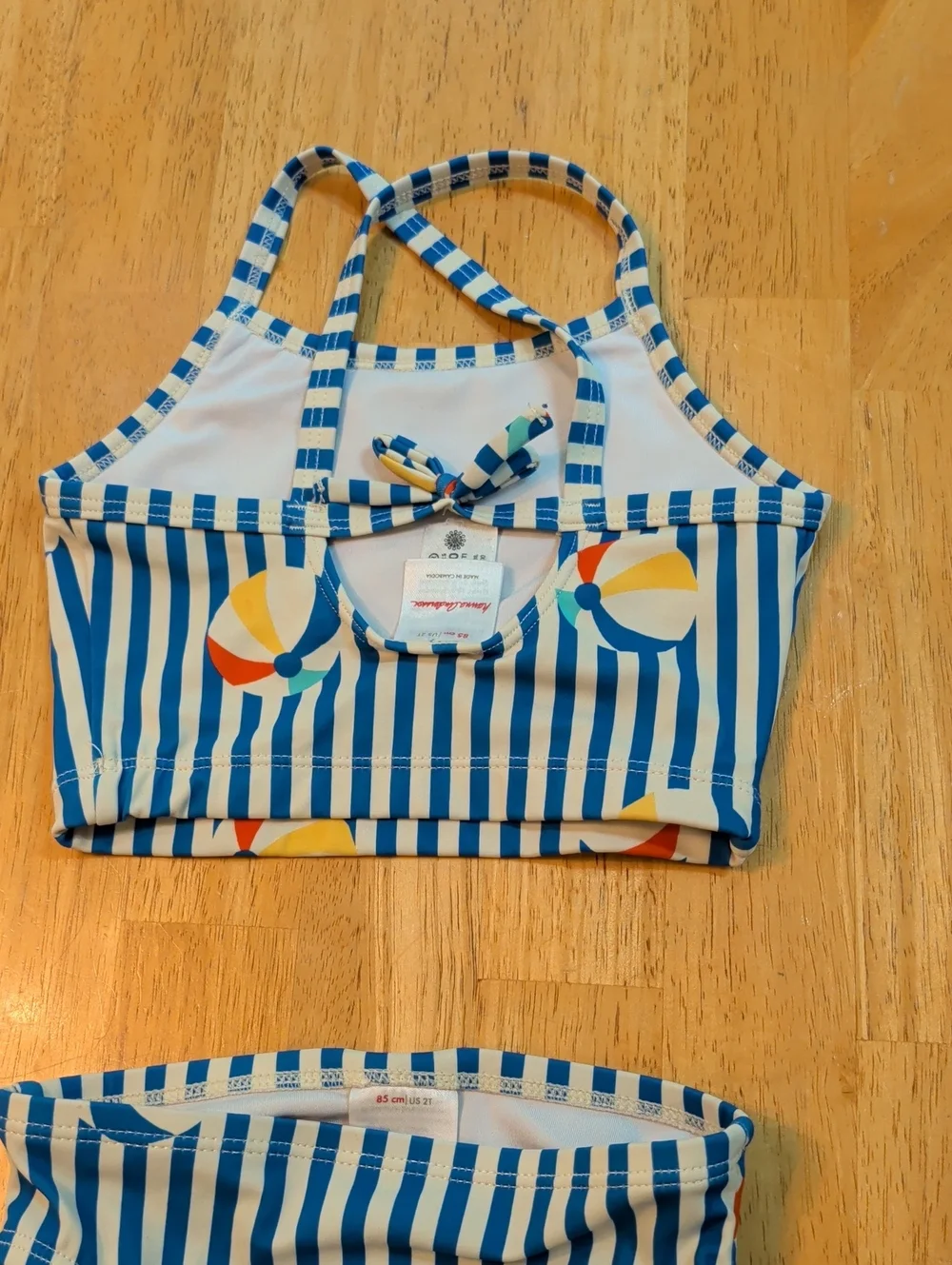 Hanna Andersson Blue & White Stripe Beach Ball Two-Piece Swimsuit